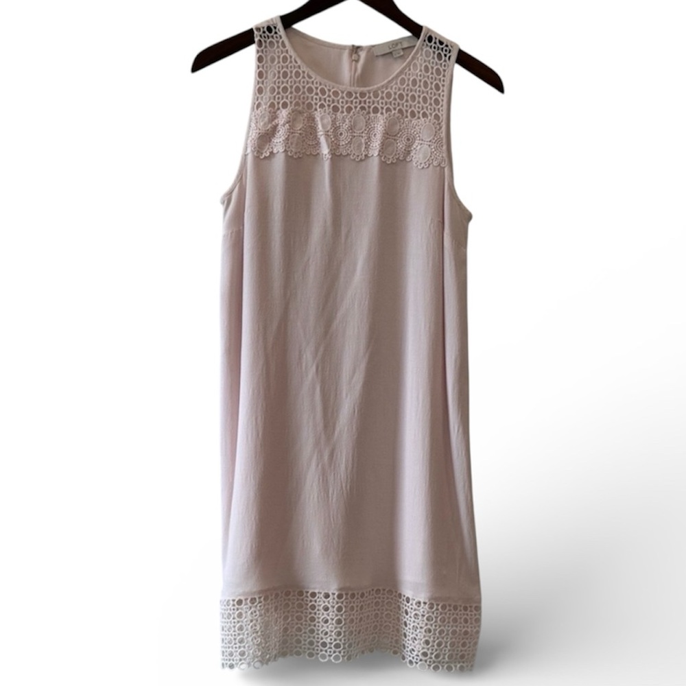 LOFT Soft Pink Sheath Dress with Lace Detail